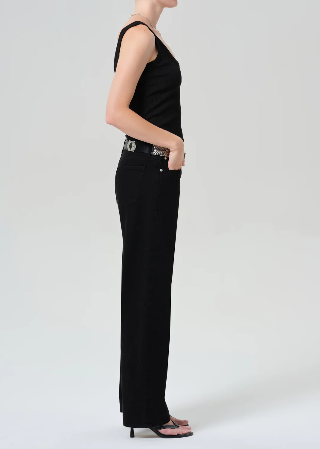 Miro Long Relaxed Jean in Solid Black - Image 3