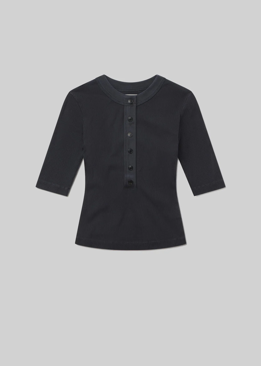 Nali Short Sleeve Henley in Charcoal - Image 7