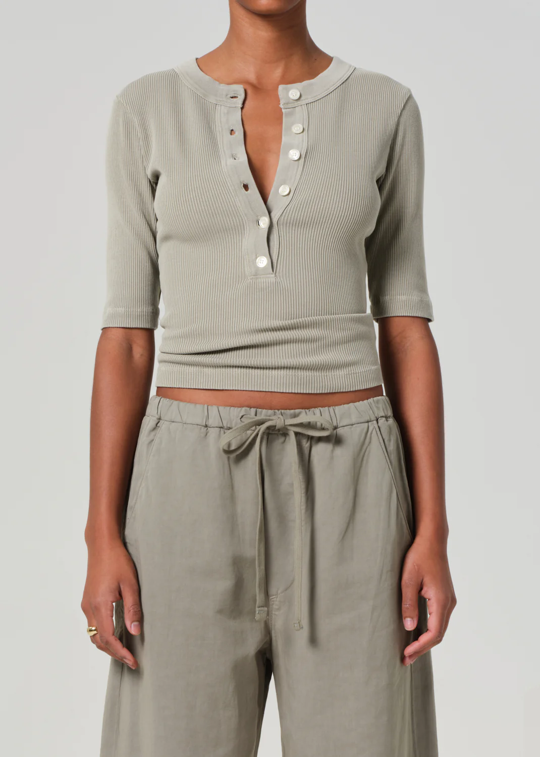 Nali Short Sleeve Henley in Flora