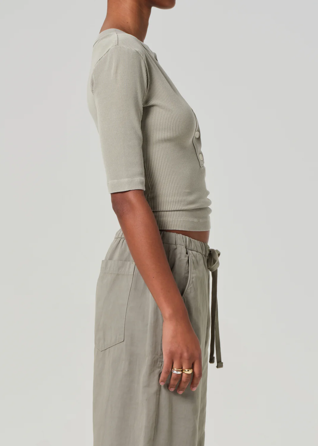 Nali Short Sleeve Henley in Flora - Image 3