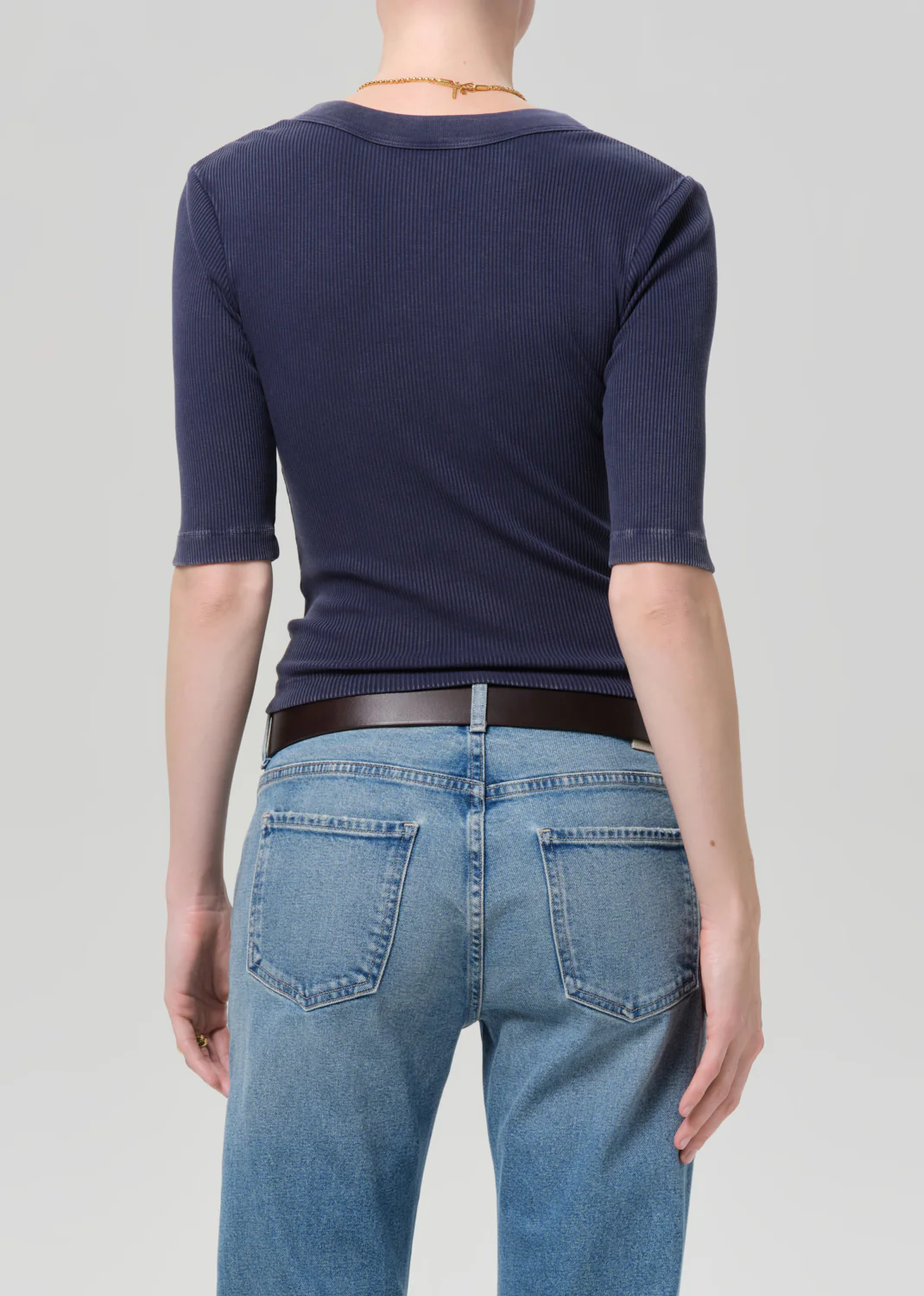 Nali Short Sleeve Henley in Mineral Navy - Image 2