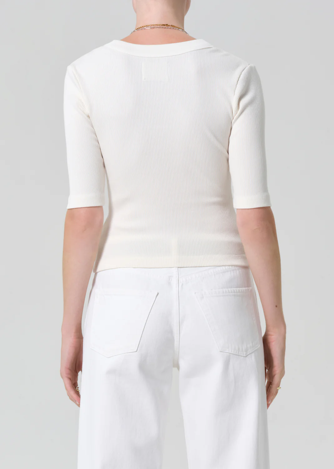 Nali Short Sleeve Henley in Plaster - Image 2