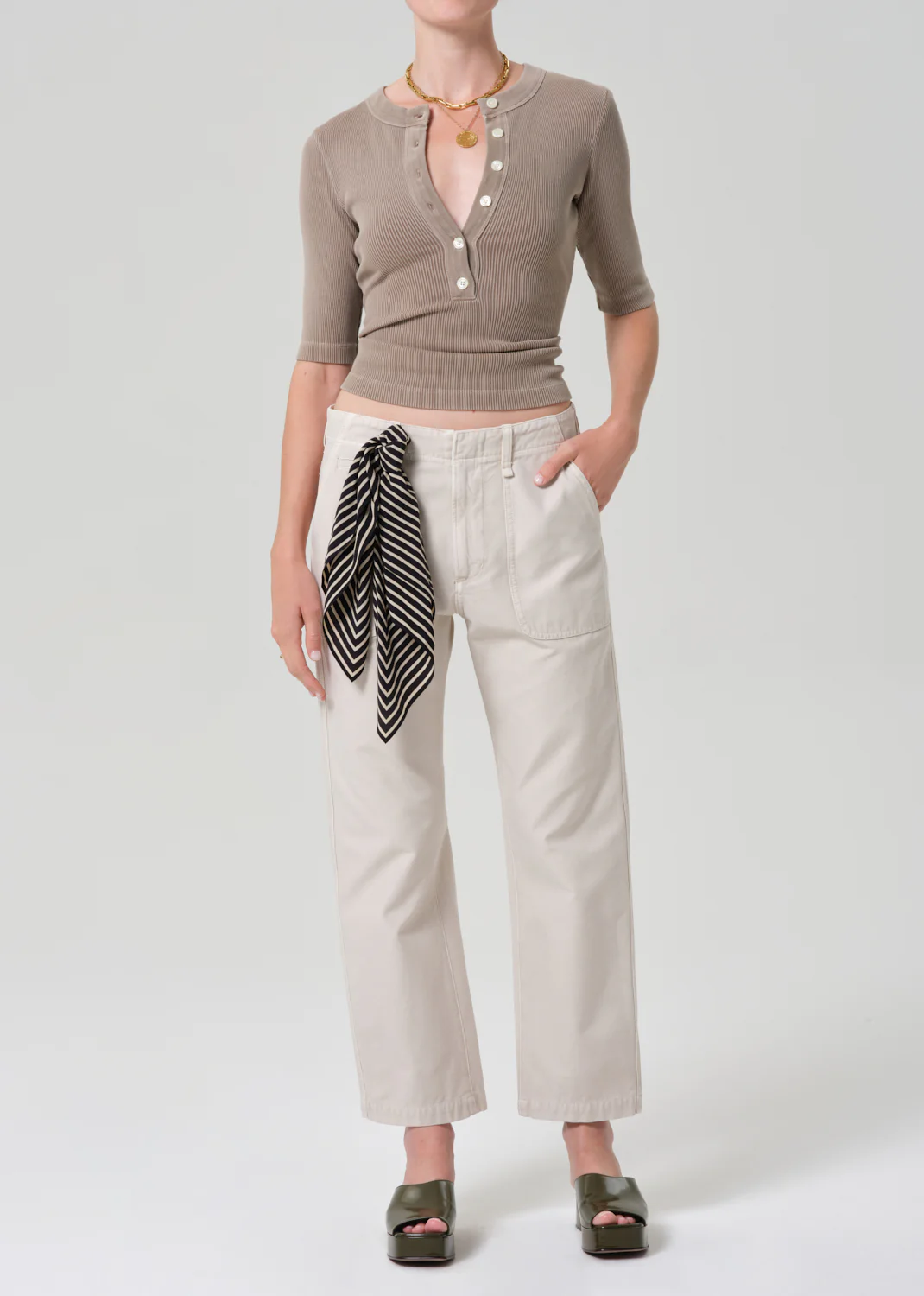 Nali Short Sleeve Henley in Sandatlas - Image 5