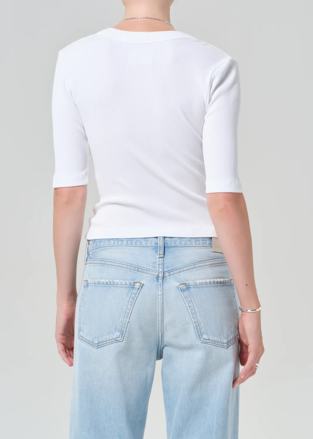 Nali Short Sleeve Henley in White - Image 2
