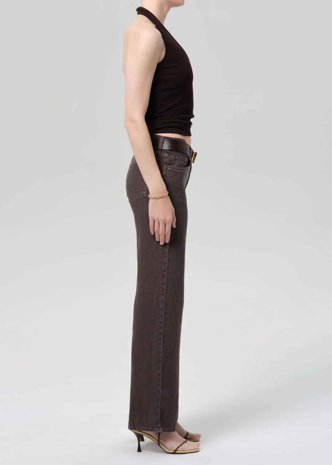 Nora Linen Trouser Leg in Charcoal - Image 3