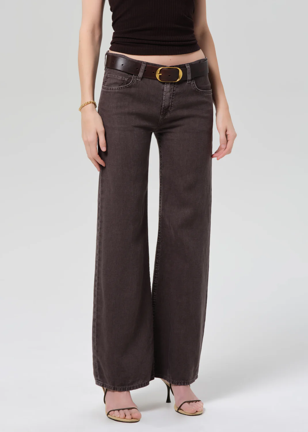 Nora Linen Trouser Leg in Charcoal - Image 4