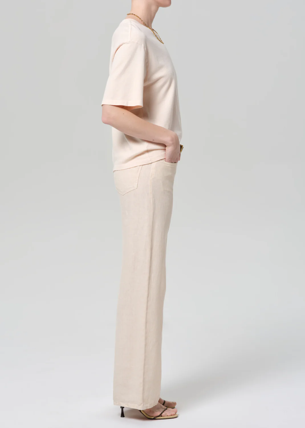 Nora Linen Trouser Leg in Vanilla - Image 3