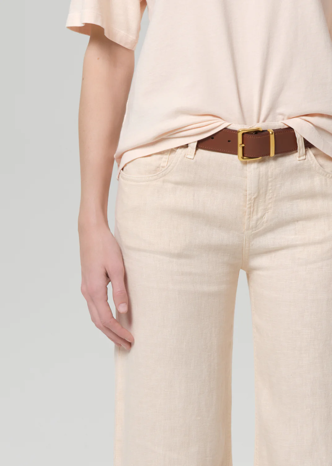 Nora Linen Trouser Leg in Vanilla - Image 5