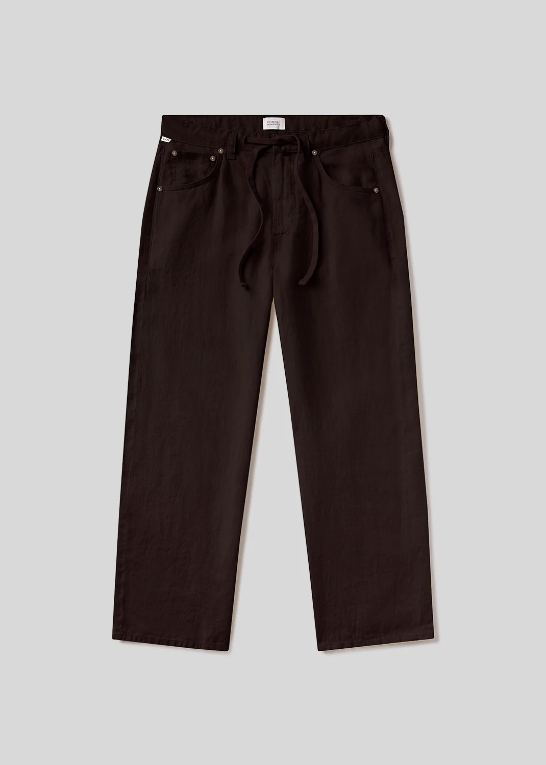 Petite Brynn Drawstring Linen Trouser in Chocolate - Image 7