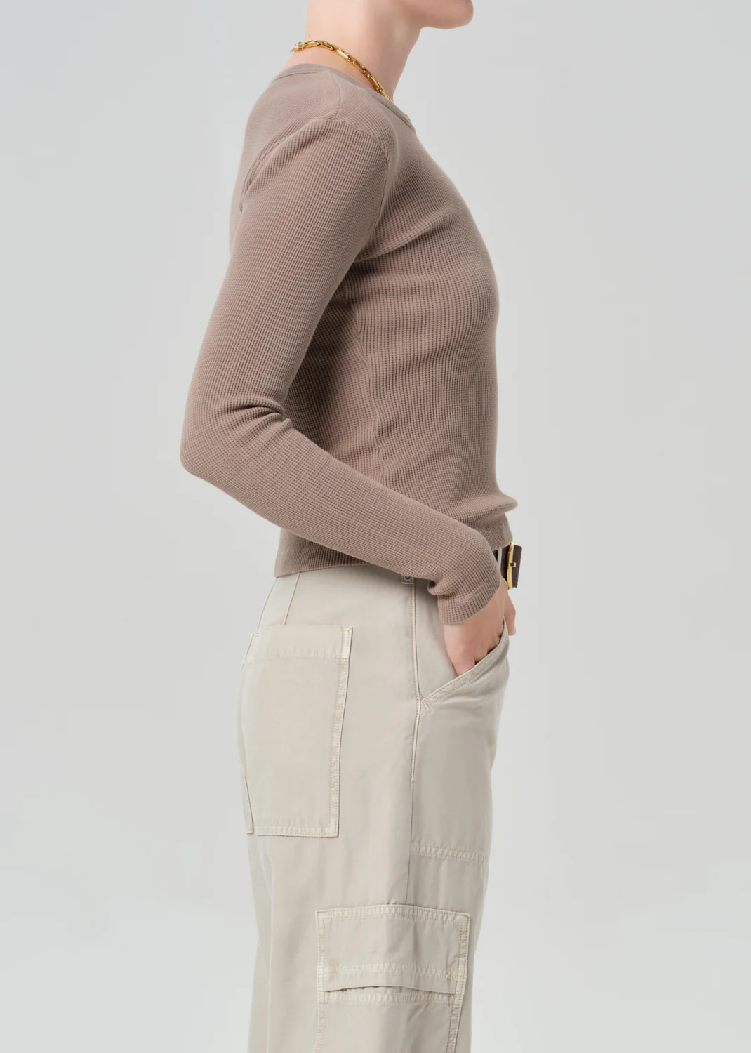 Pilar Waffle Crewneck in Bezal - Image 3