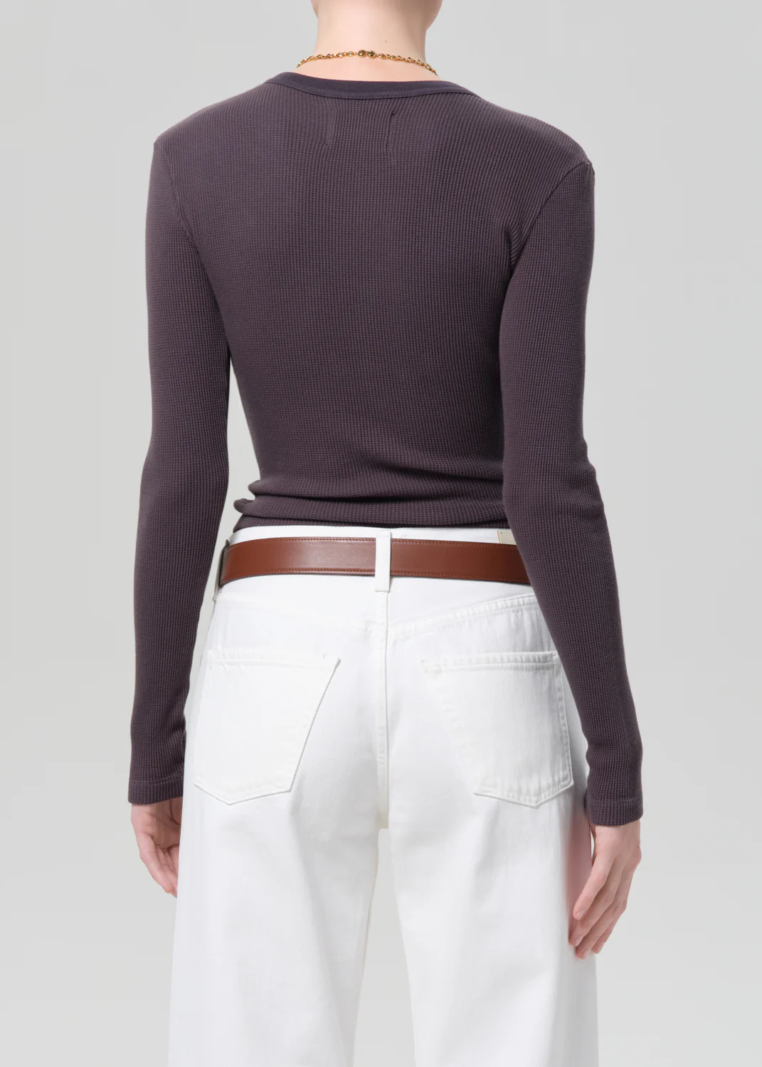 Pilar Waffle Crewneck in Charcoal - Image 2