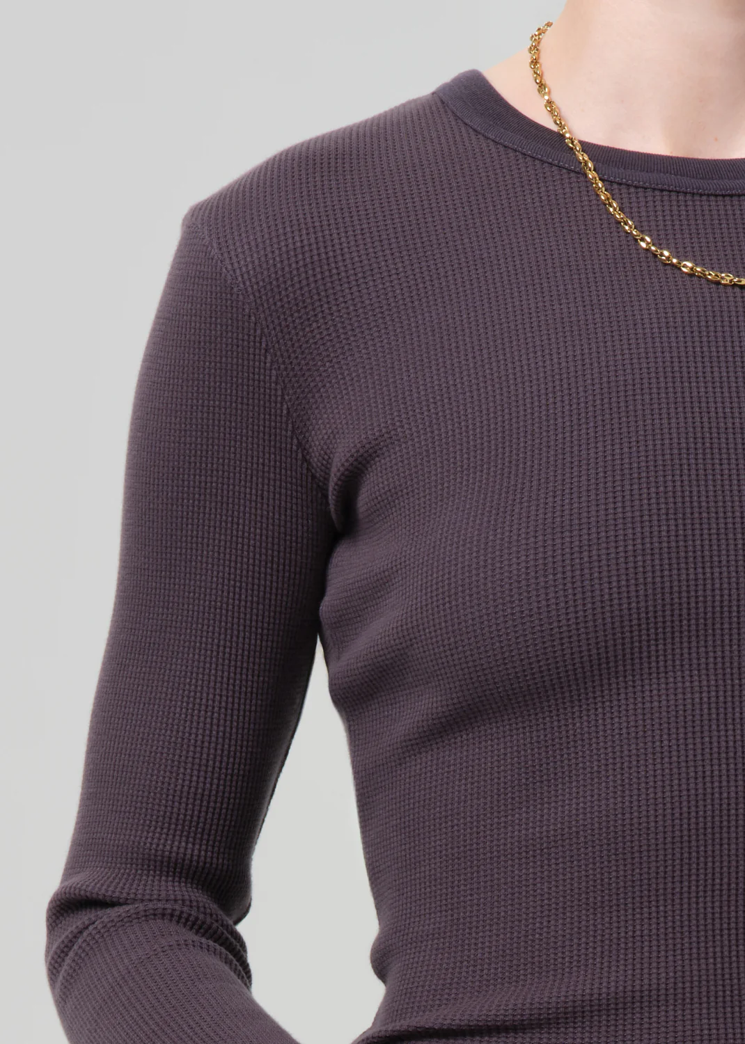 Pilar Waffle Crewneck in Charcoal - Image 4