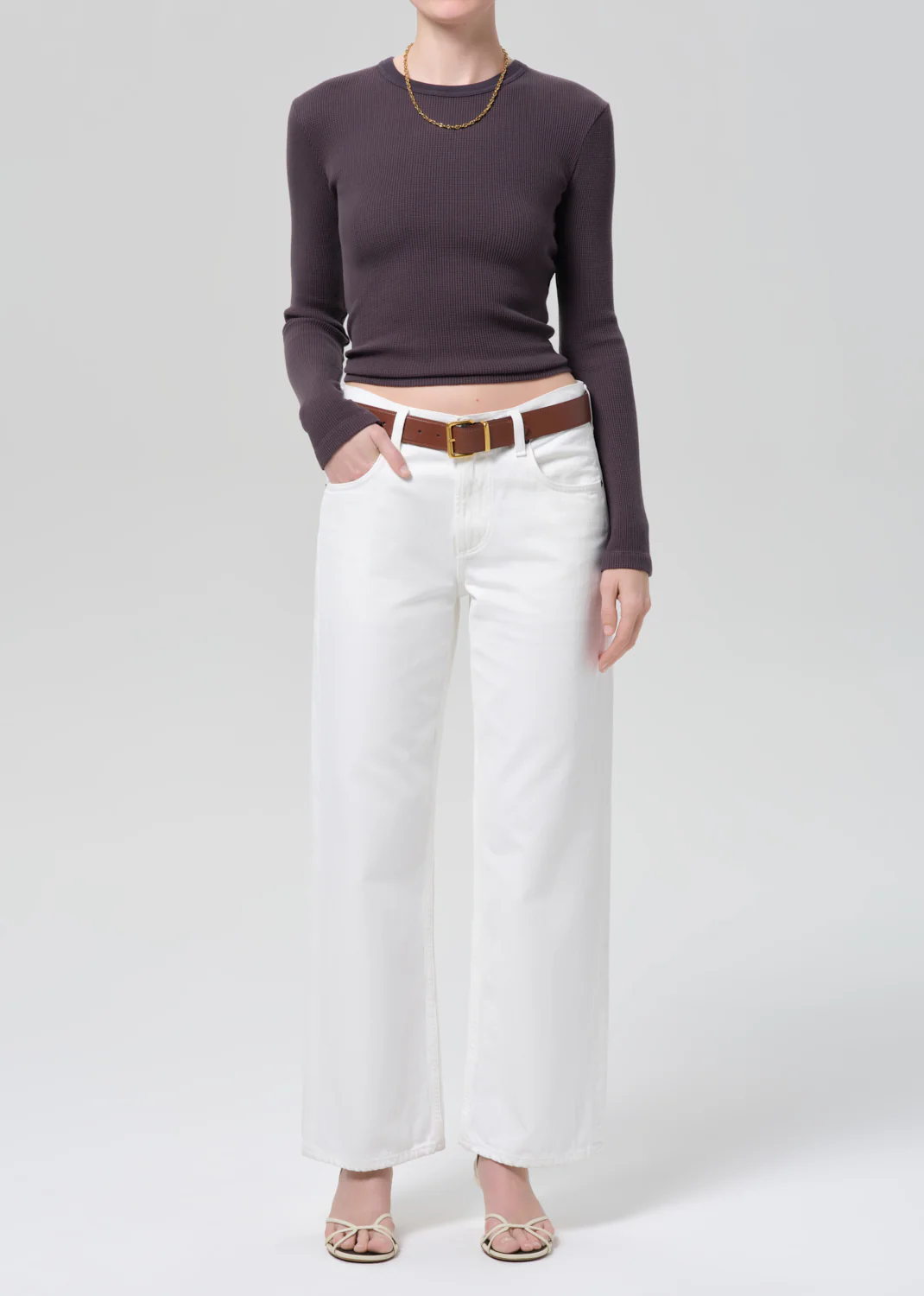 Pilar Waffle Crewneck in Charcoal - Image 5