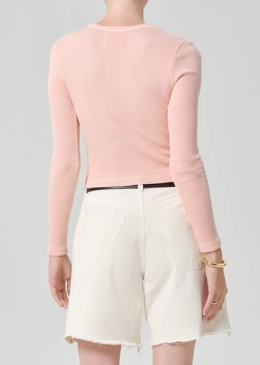 Pilar Waffle Crewneck in Melon Creme - Image 2