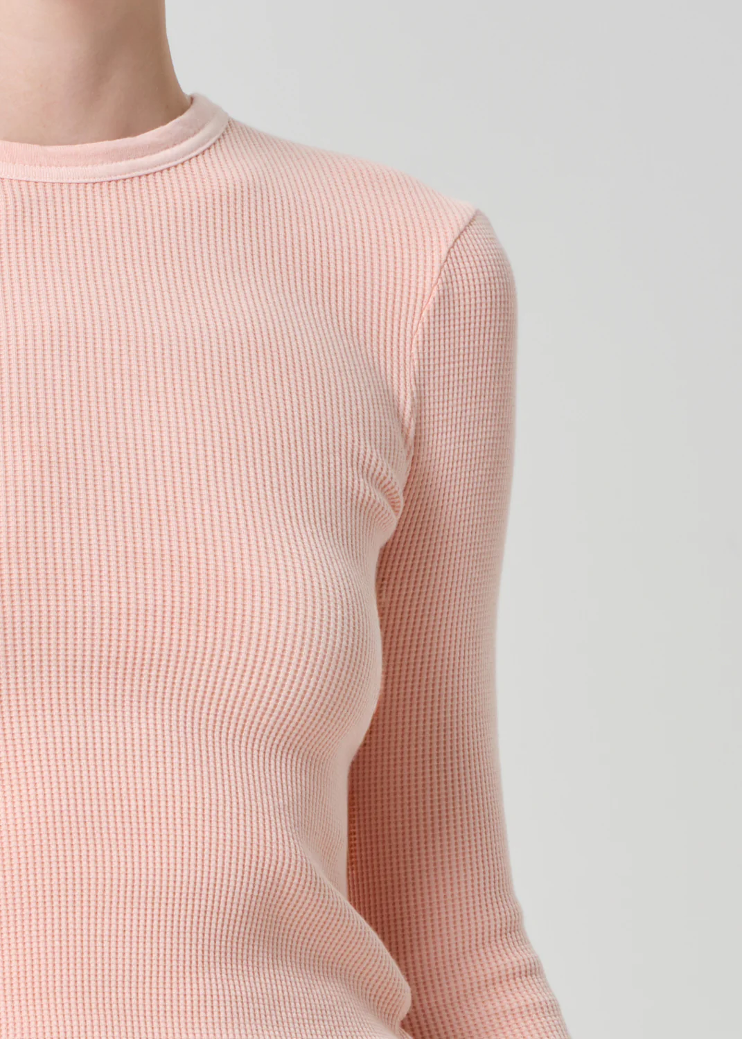 Pilar Waffle Crewneck in Melon Creme - Image 4
