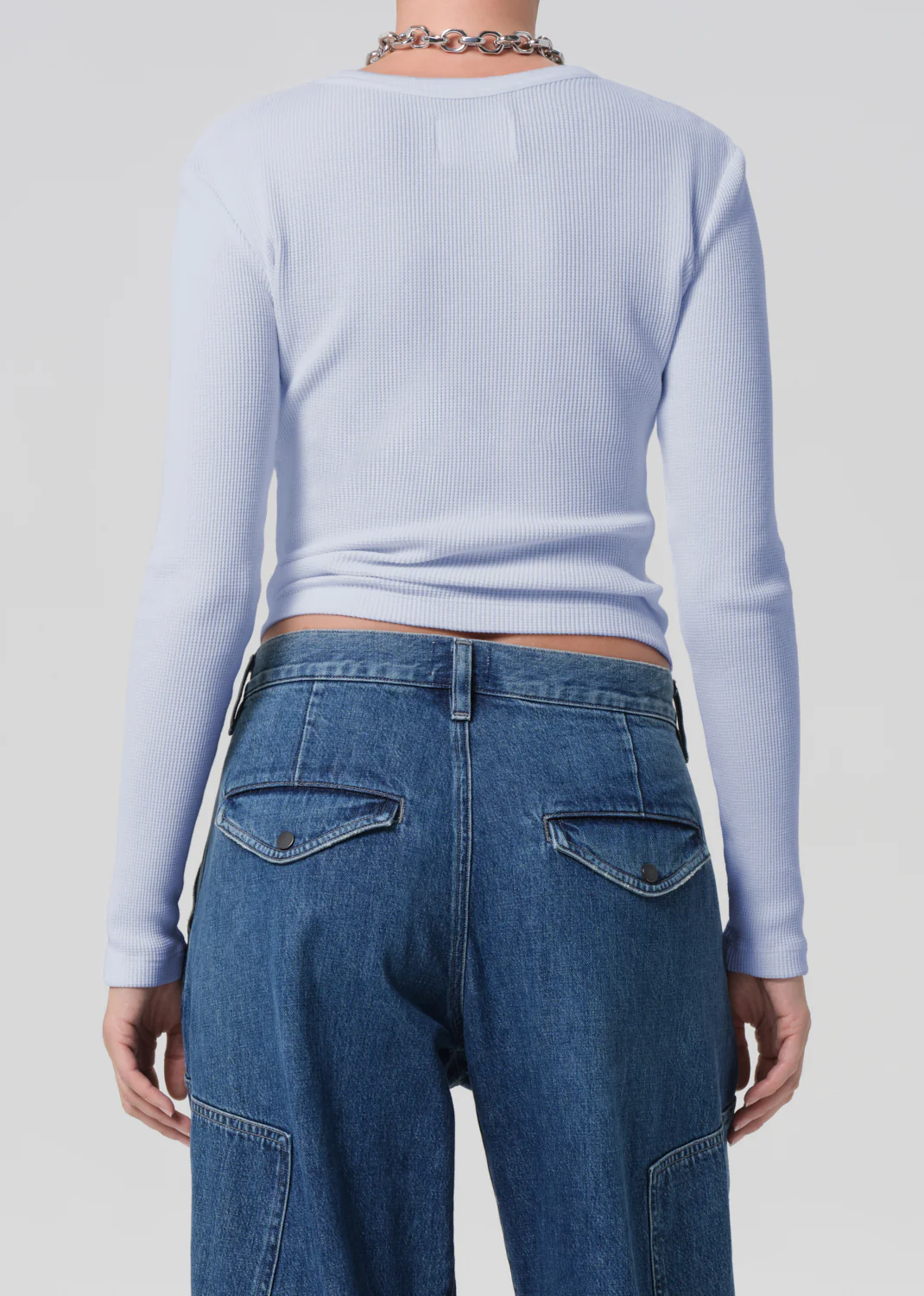 Pilar Waffle Crewneck in Periwinkle - Image 2