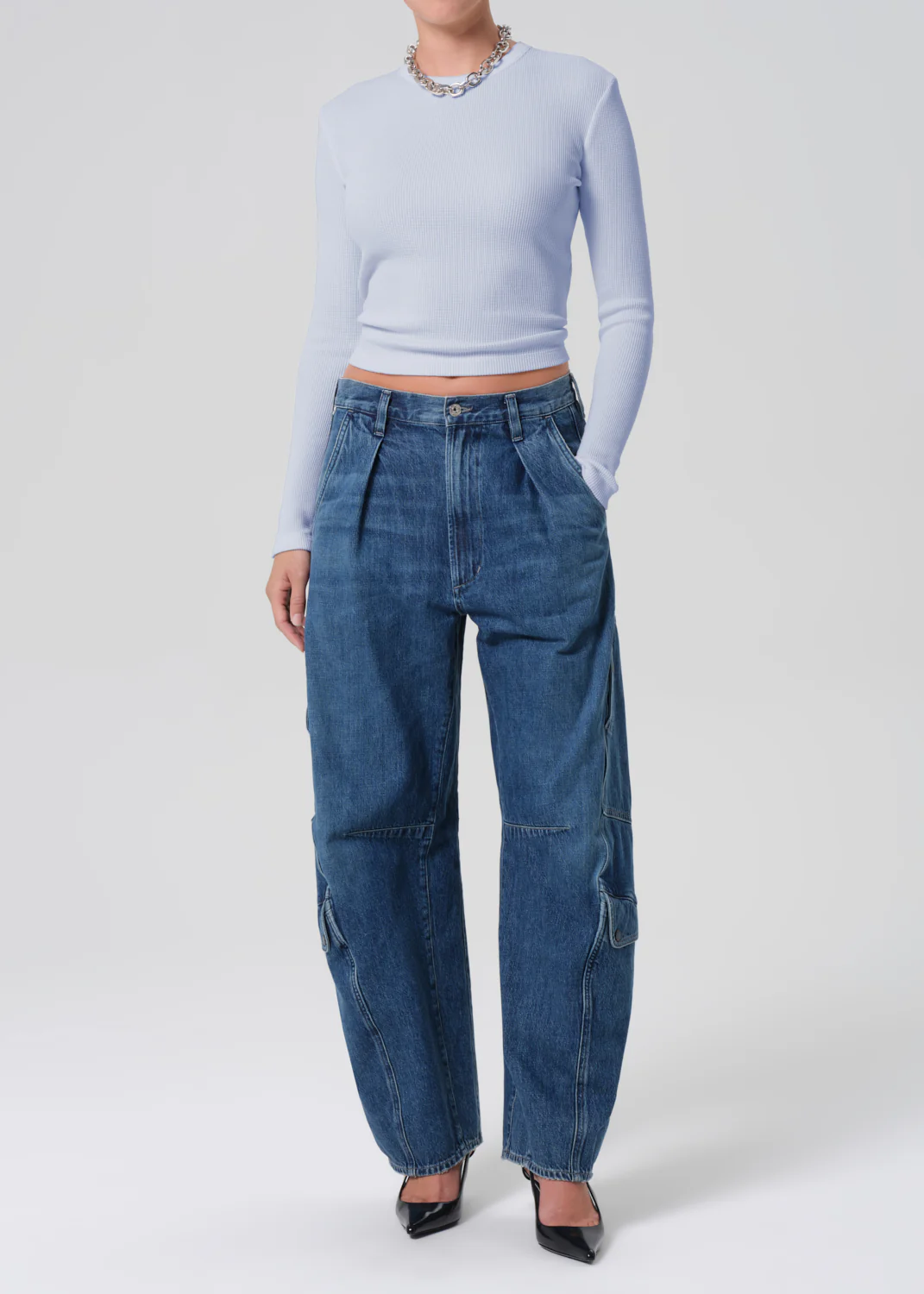 Pilar Waffle Crewneck in Periwinkle - Image 5