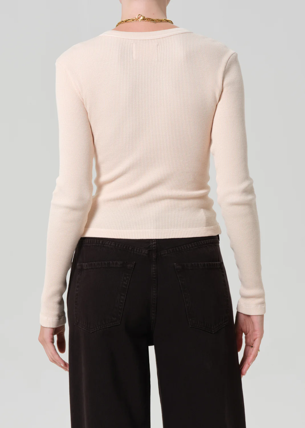 Pilar Waffle Crewneck in Shrimp - Image 2
