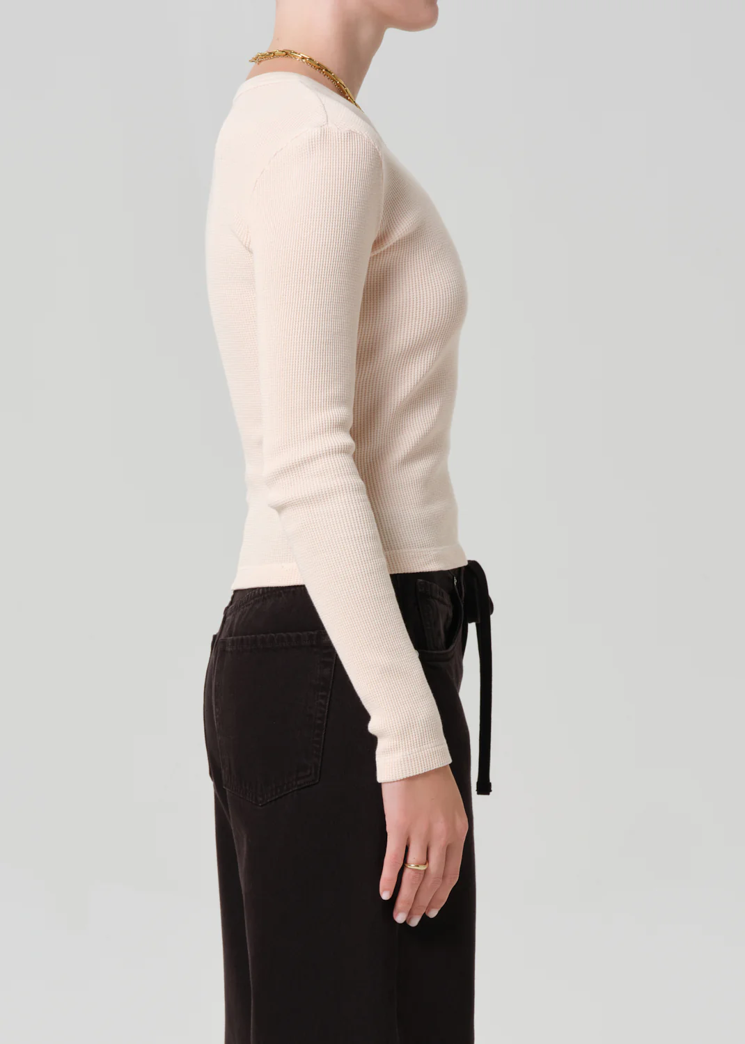Pilar Waffle Crewneck in Shrimp - Image 3