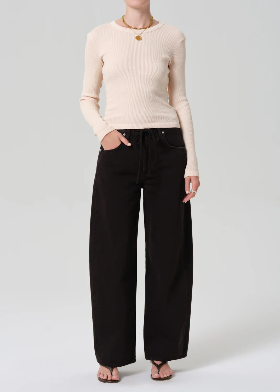 Pilar Waffle Crewneck in Shrimp - Image 5