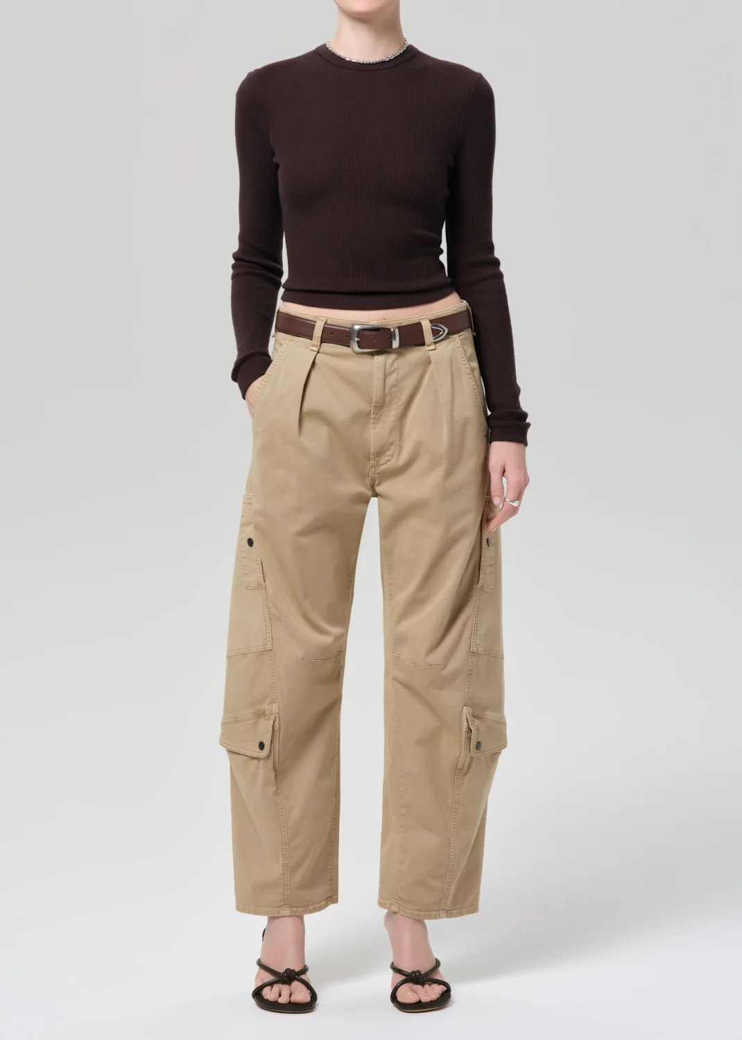 Pilar Waffle Crewneck in Chocolate - Image 5