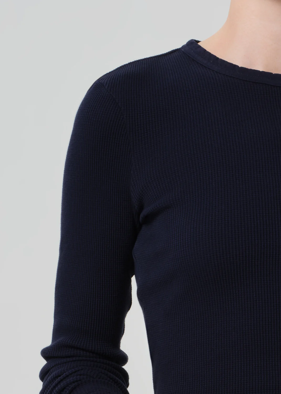 Pilar Waffle Crewneck in Navy - Image 4