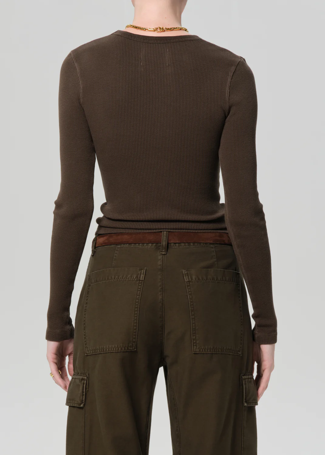 Pilar Waffle Crewneck in Umber - Image 2