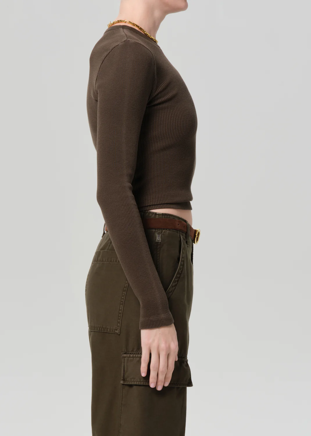 Pilar Waffle Crewneck in Umber - Image 3