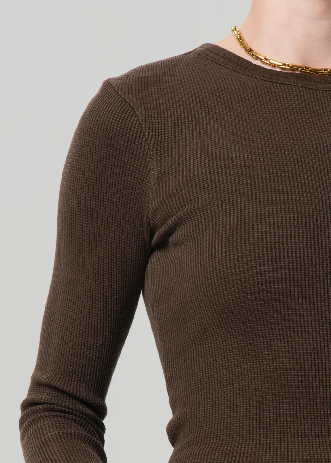 Pilar Waffle Crewneck in Umber - Image 4