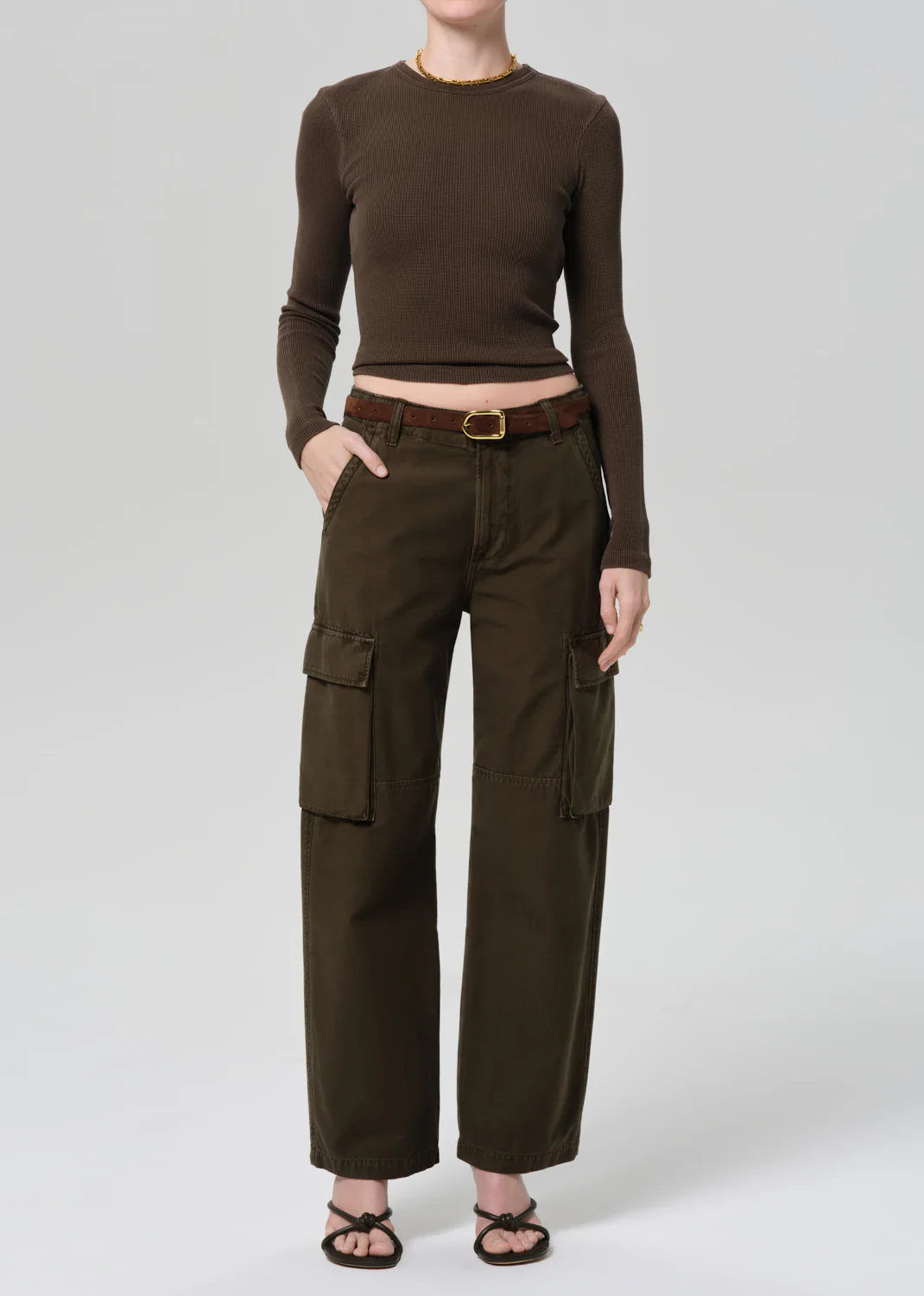 Pilar Waffle Crewneck in Umber - Image 5