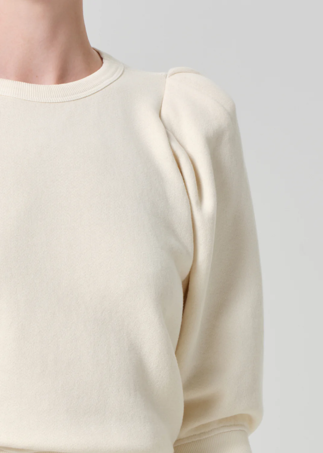 Pleated Short Sleeve Crew in Cream - Image 4
