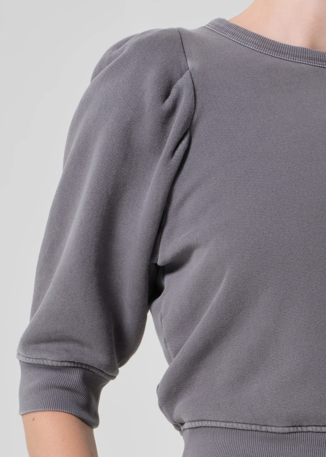 Pleated Short Sleeve Crew in Dark Grey - Image 4