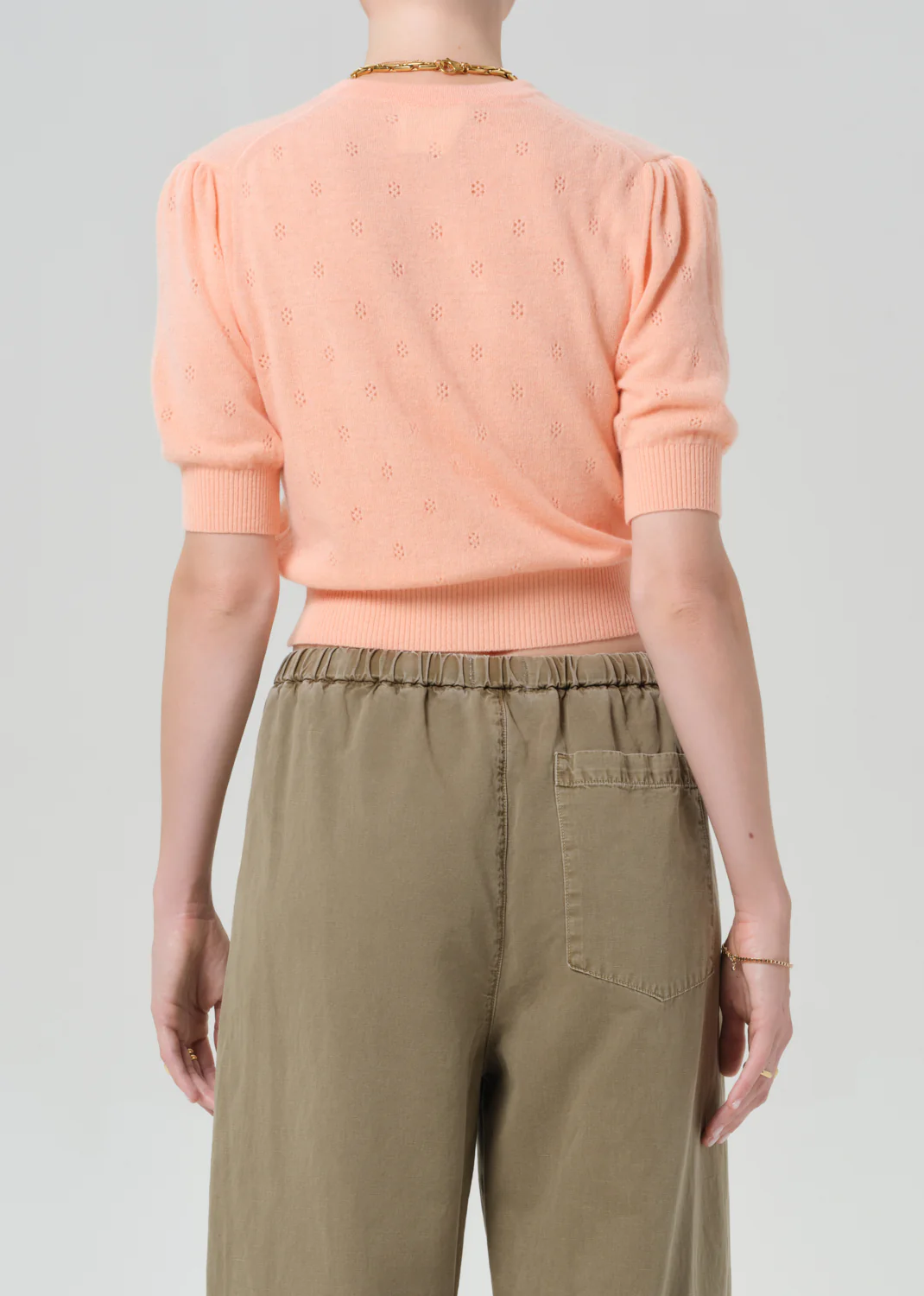 Raina Pointelle Cardigan in Creamsicle - Image 2