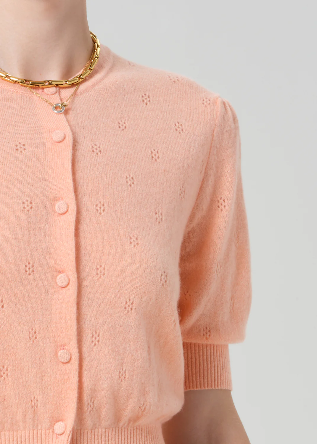 Raina Pointelle Cardigan in Creamsicle - Image 4