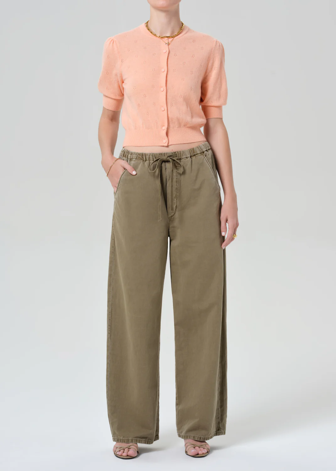 Raina Pointelle Cardigan in Creamsicle - Image 5