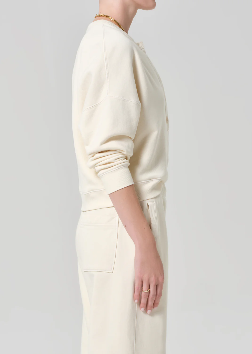 Rhomboid Henley in Cream - Image 3