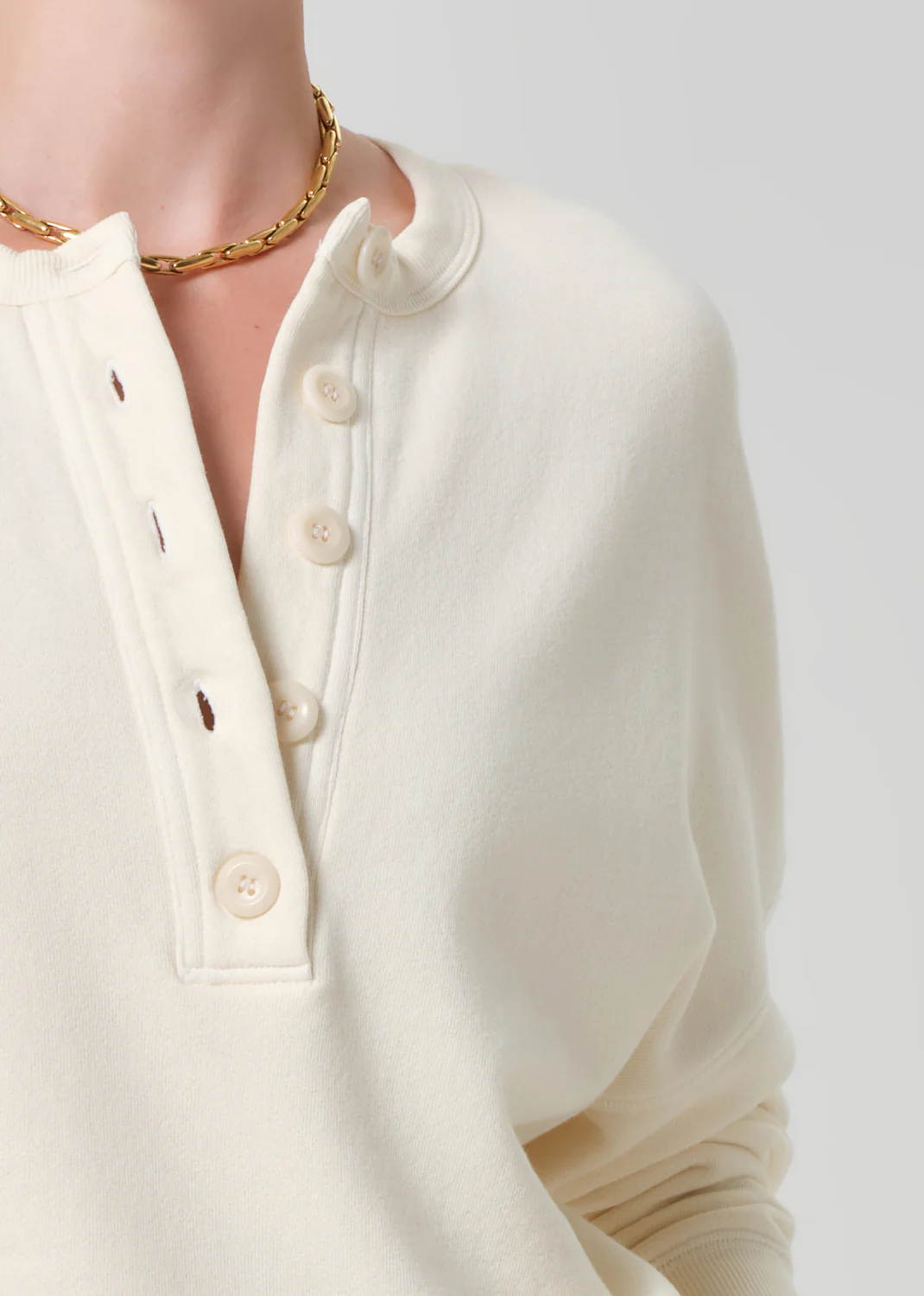 Rhomboid Henley in Cream - Image 4