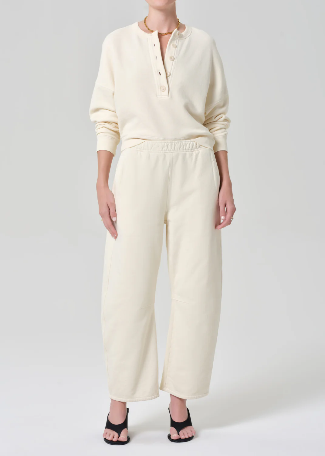 Rhomboid Henley in Cream - Image 5