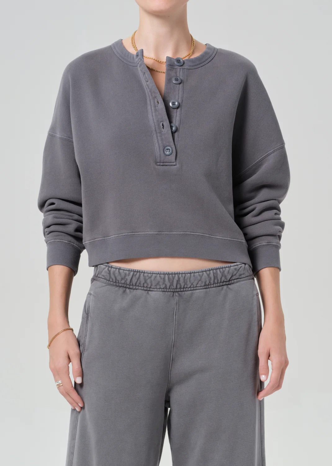 Rhomboid Henley in Dark Grey