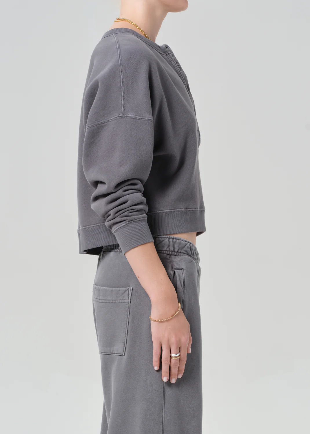 Rhomboid Henley in Dark Grey - Image 3