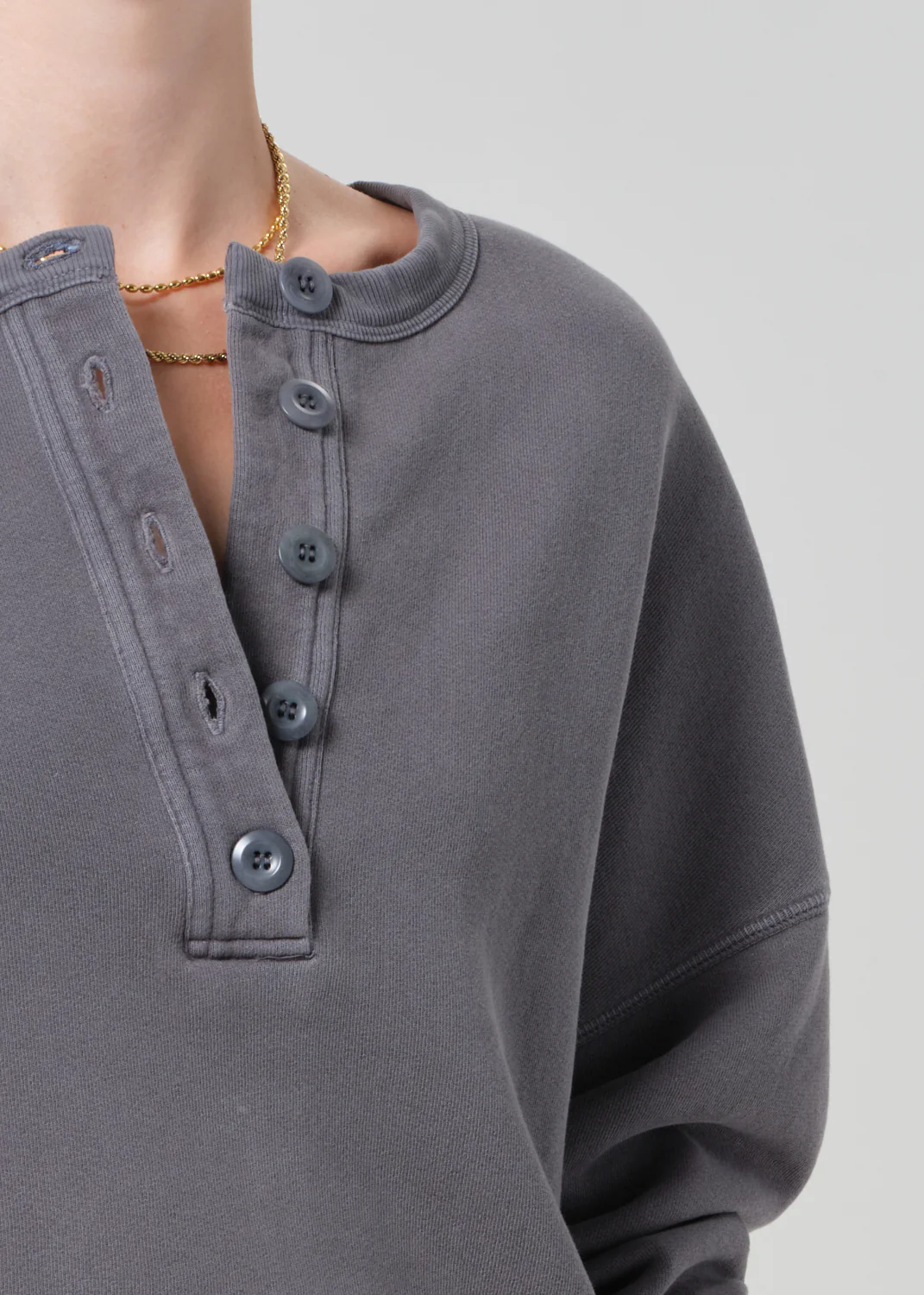 Rhomboid Henley in Dark Grey - Image 4