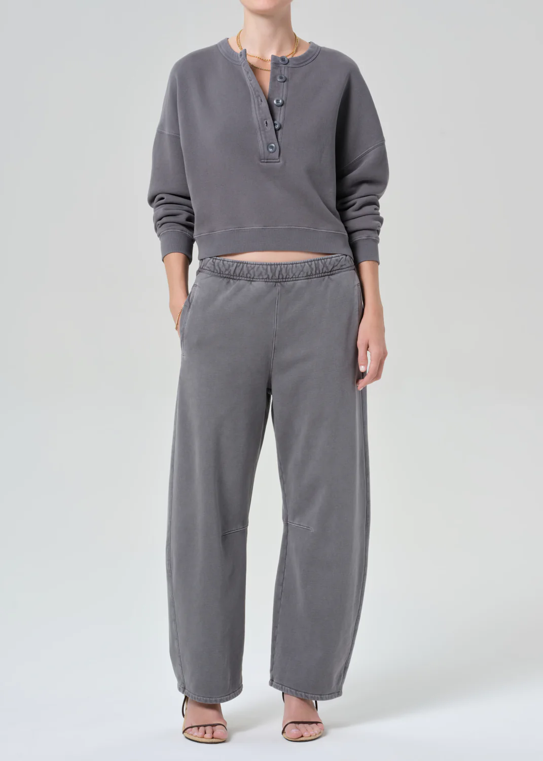 Rhomboid Henley in Dark Grey - Image 5