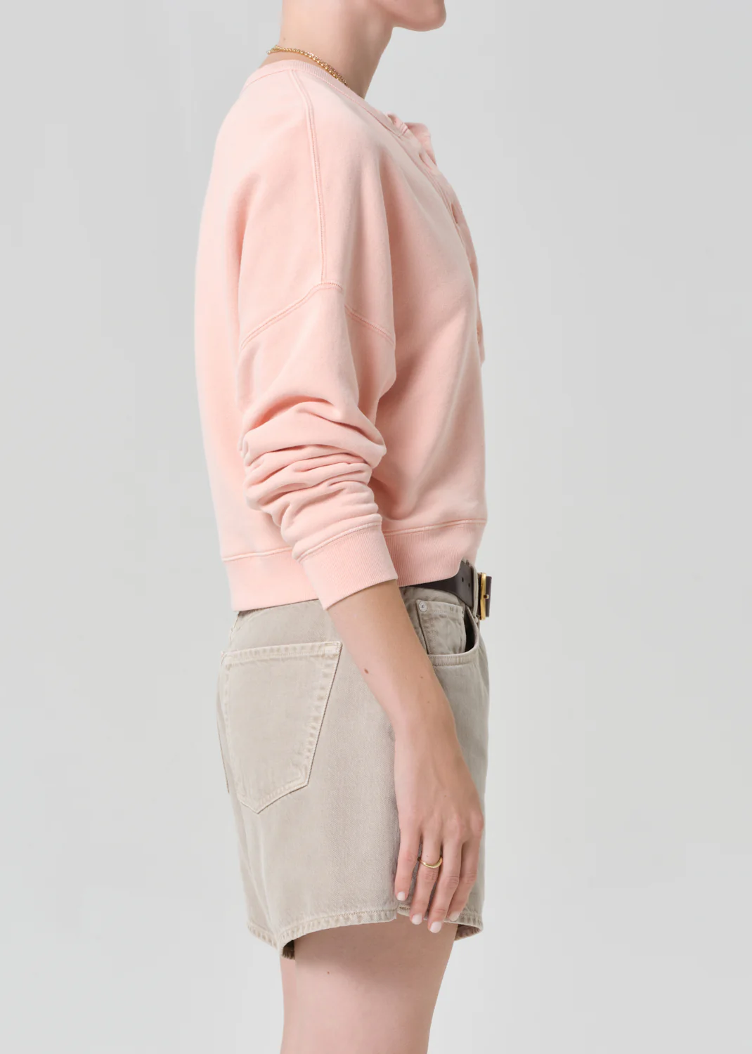 Rhomboid Henley in Melon Creme - Image 3