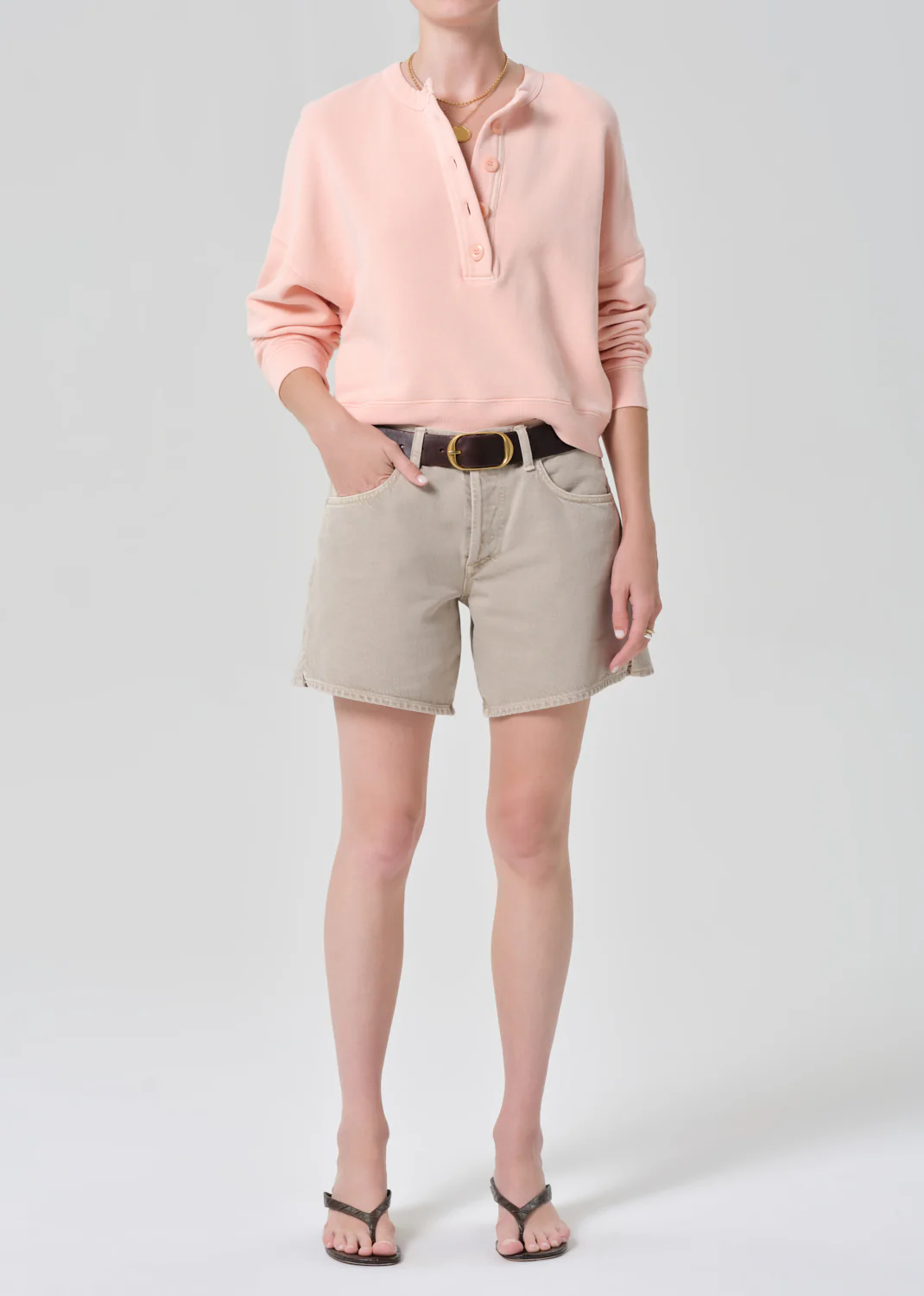 Rhomboid Henley in Melon Creme - Image 5
