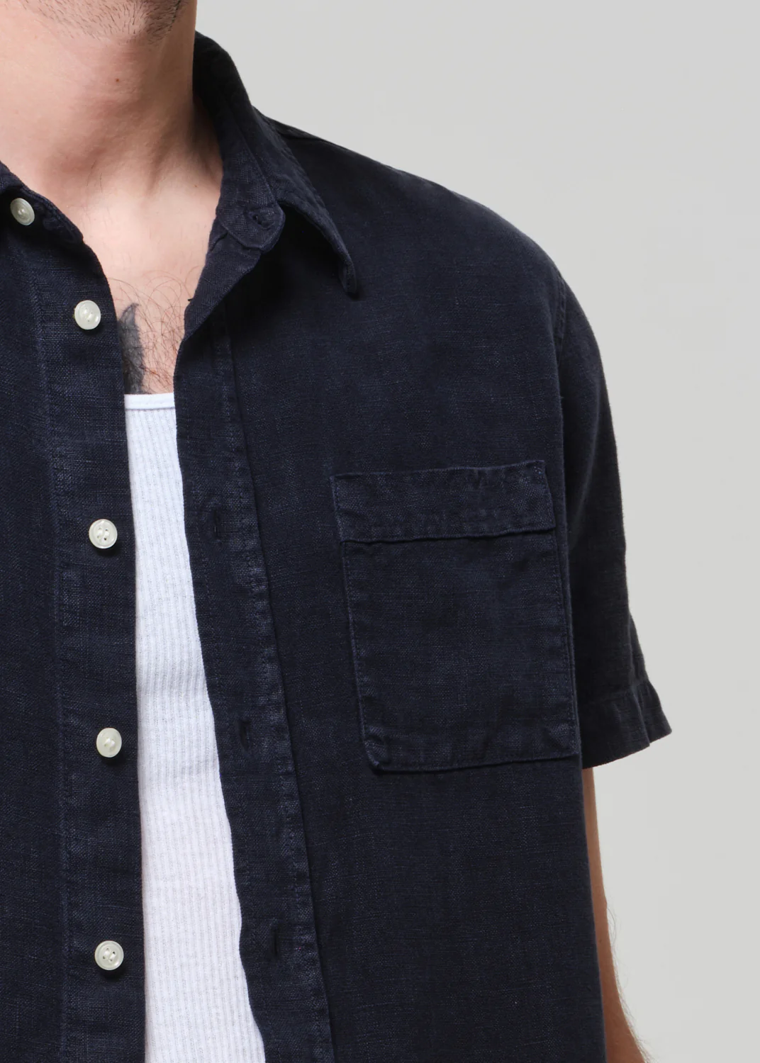 Short Sleeve Pocket Cairo Shirt in Navy - Image 5