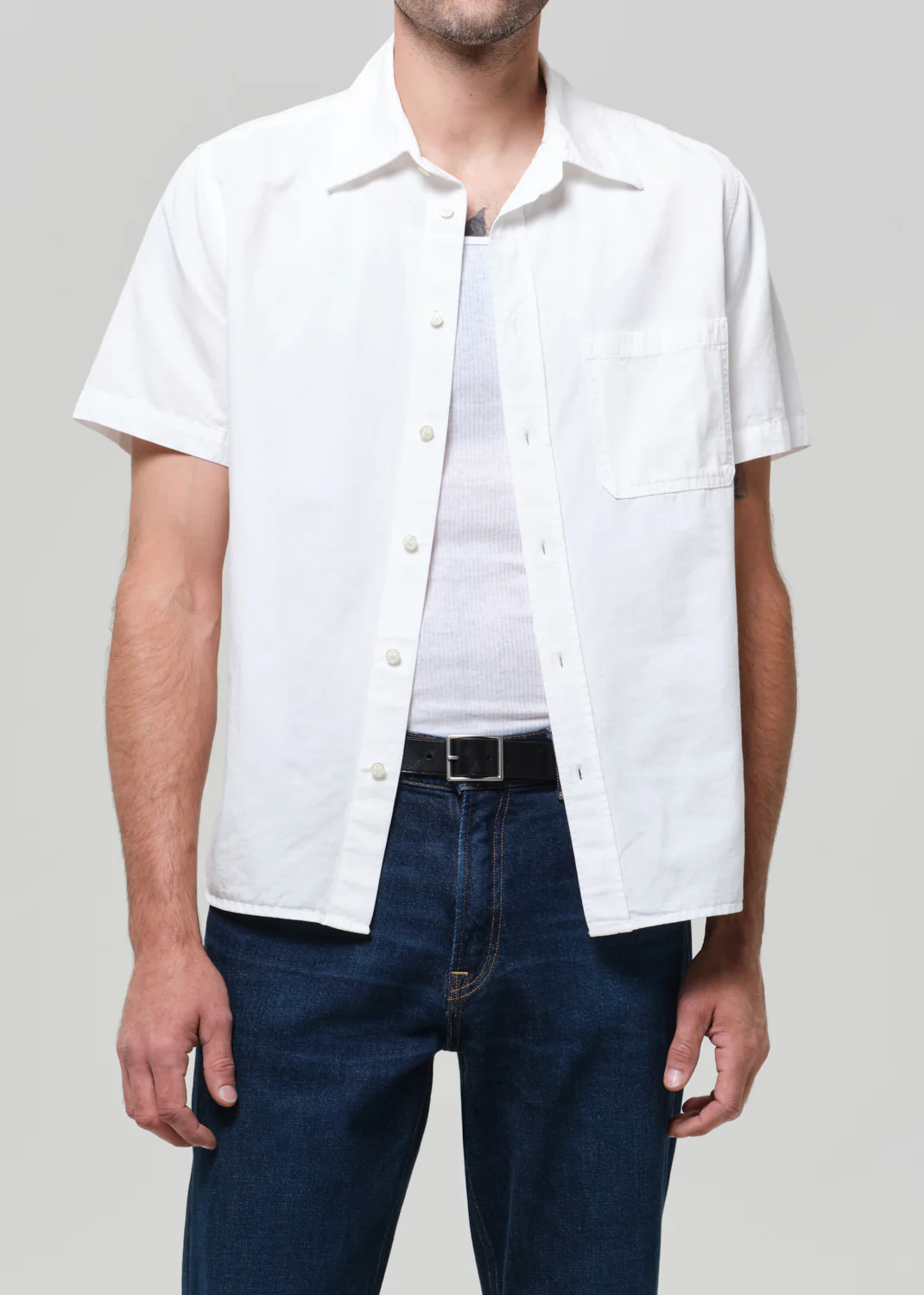 Short Sleeve Pocket Cairo Shirt in Soft White - Image 3