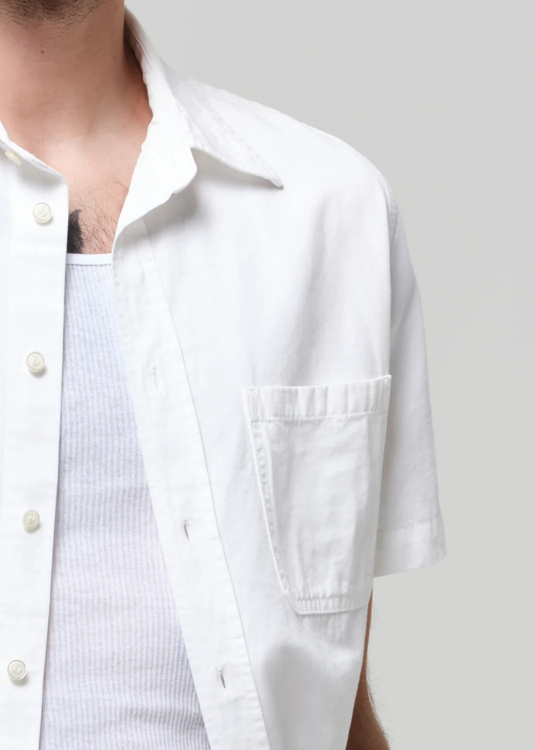 Short Sleeve Pocket Cairo Shirt in Soft White - Image 6