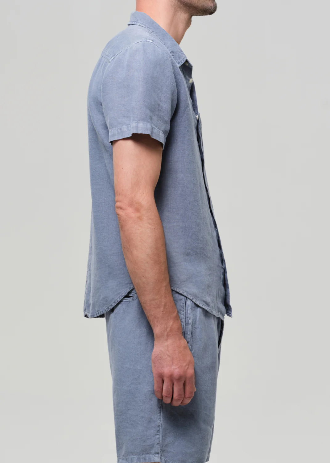 Short Sleeve Pocket Cairo Shirt in Stone Blue - Image 5