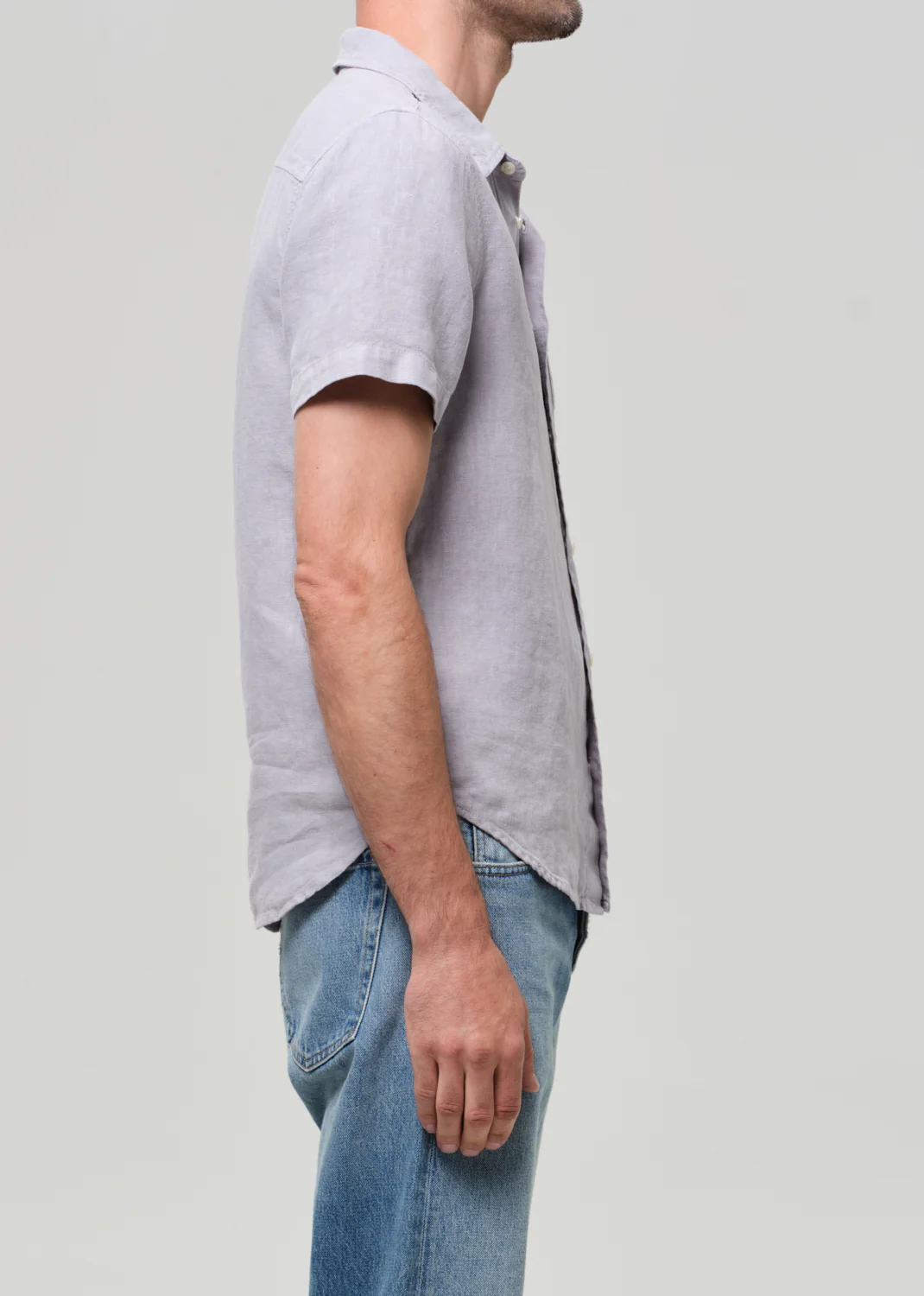 Short Sleeve Pocket Cairo Shirt in Stone Grey - Image 5