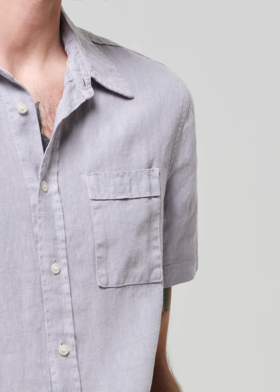 Short Sleeve Pocket Cairo Shirt in Stone Grey - Image 6